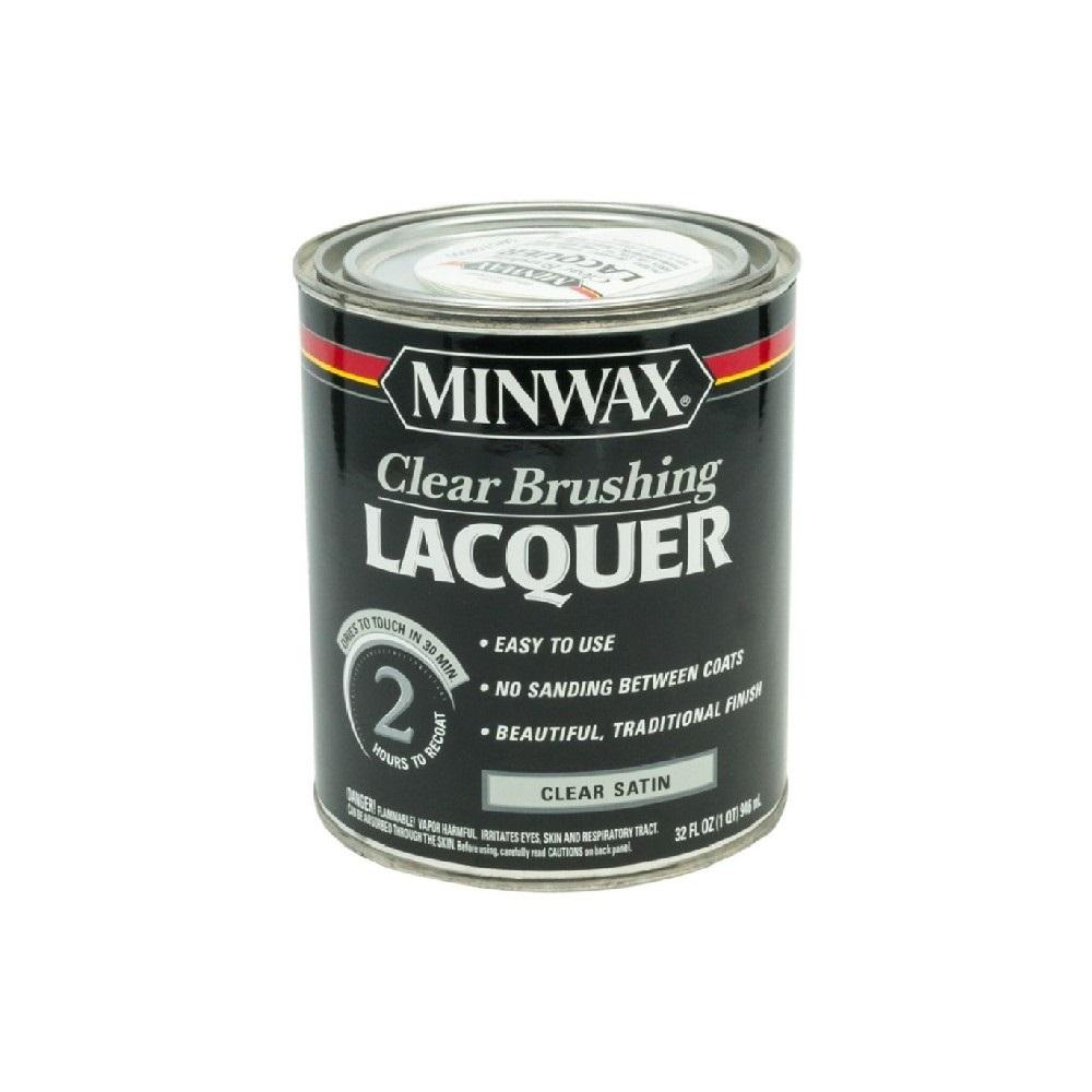 Minwax Clear Brushing Lacquer, Satin, Quart minwax clear brushing lacquer gloss quart