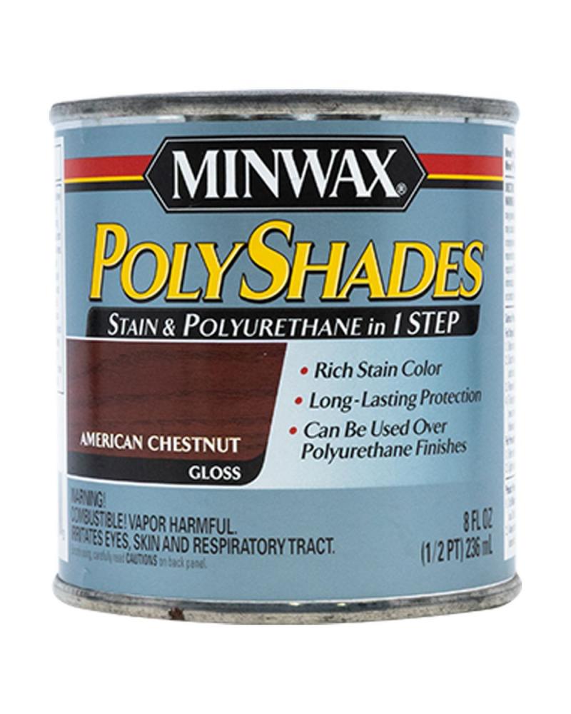 Minwax Polyshades Gloss, American Chestnut, Half Pint minwax clear brushing lacquer gloss quart