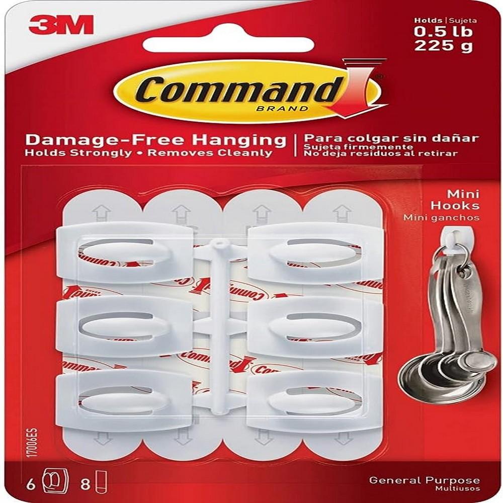 Command White Mini 6 Hooks And 8 Strips
