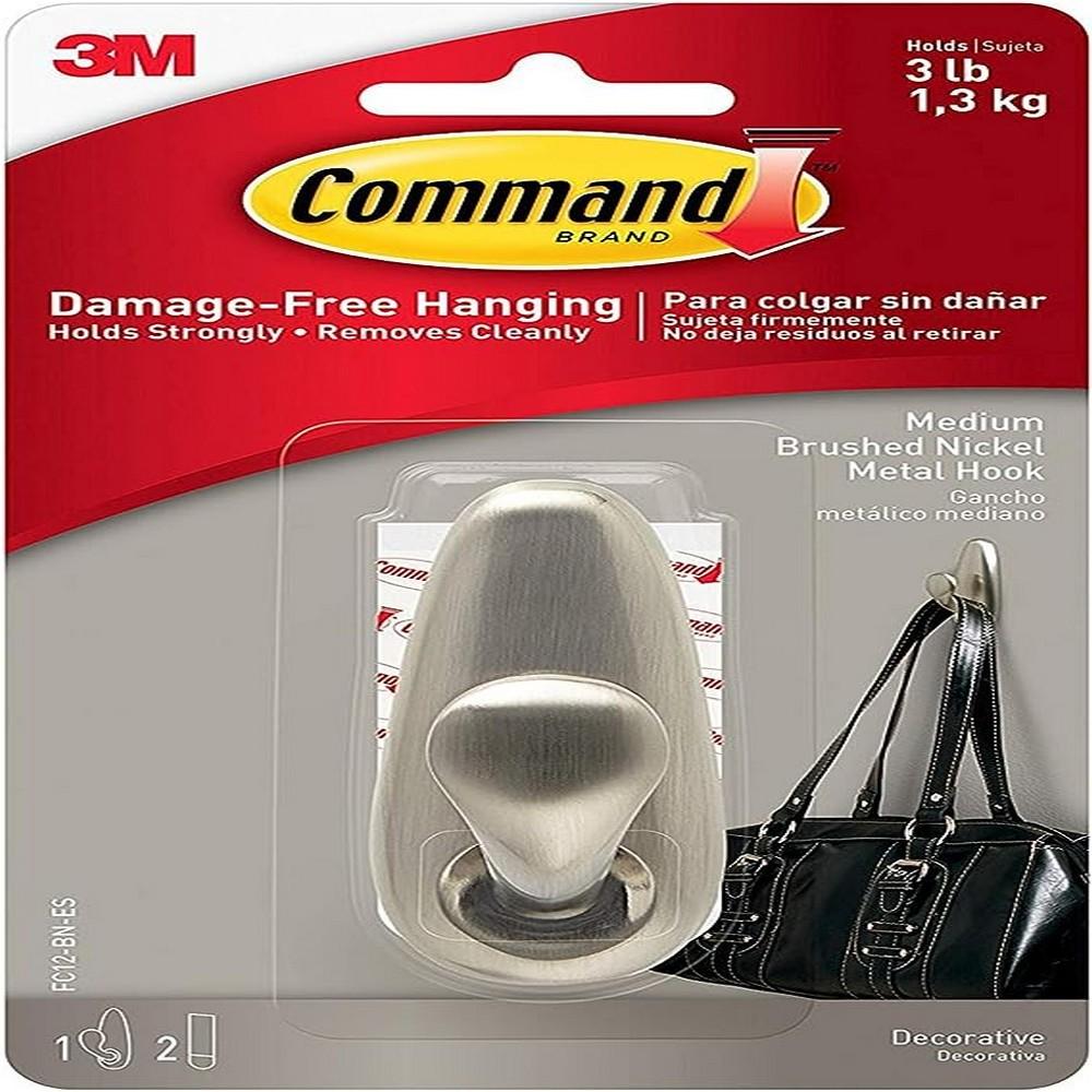 Command Medium Nickel Metal Hook command large bathroom hook