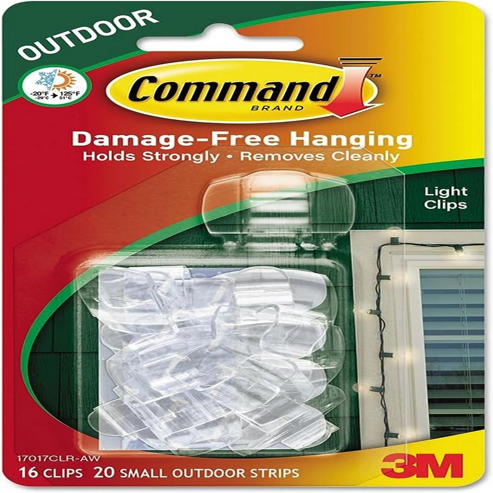 Command Light Clips Pack Of 16 command 2 pack clear medium hook
