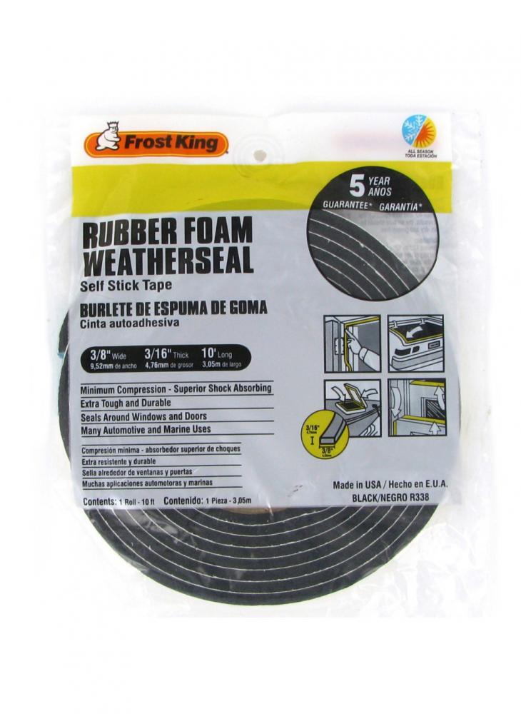 Frost King 38 x 316 10 Ft. Black Rubber Foam Tape Weatherseal frost king 1 14 x 316 x 30 ft grey self adhesive camper mounting tape