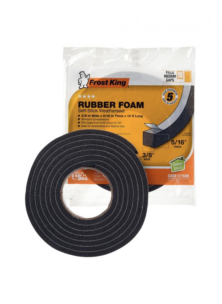 Frost King 38 x 516 x 10 Ft. Black Rubber Foam Tape Weatherseal frost king 1 14 x 316 x 30 ft grey self adhesive camper mounting tape