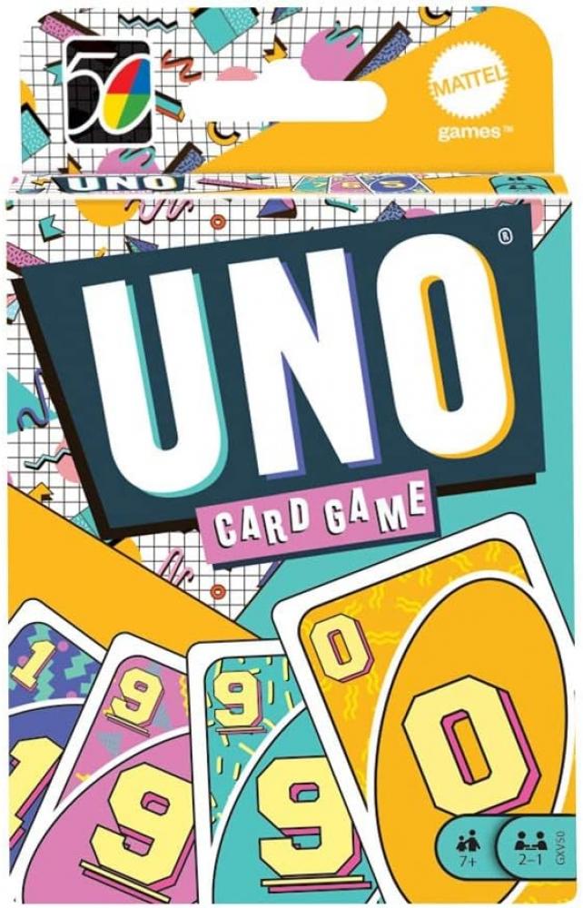 UNO Card game, GXV50 Iconic series 1990s mattel cards uno game all wild