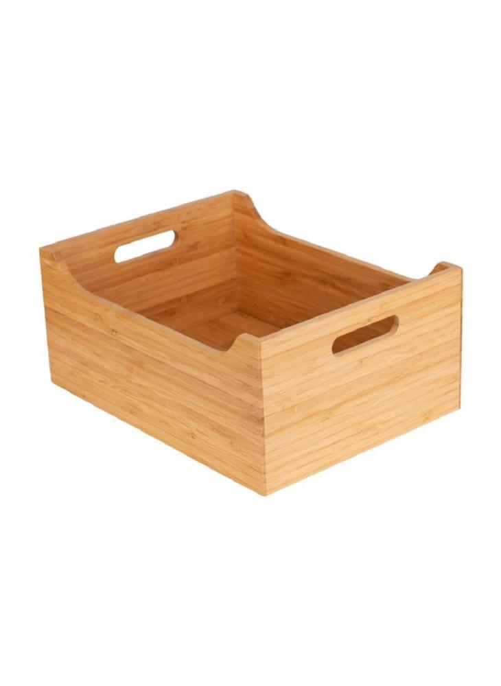 little storage co bamboo glass trio with tray Little Storage Co Large Bamboo Tub 32 x 22 x 14 cm