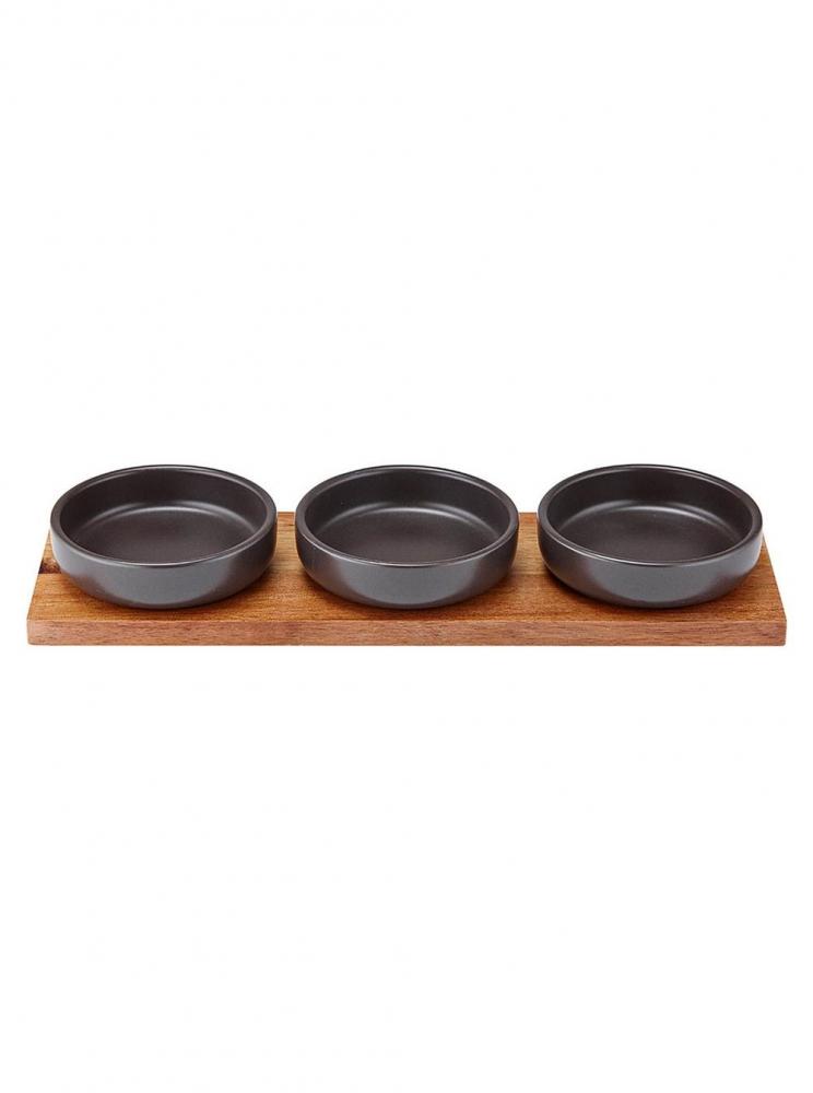 snackes bowls 3 bowls Ladelle Host Charcoal Bowl Tray Set