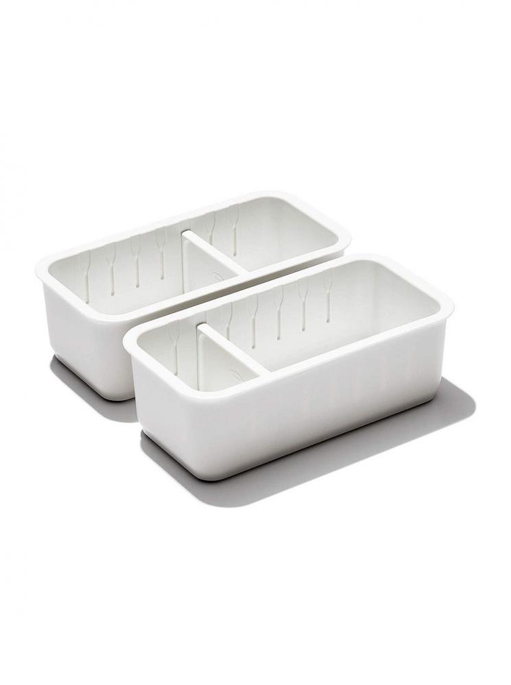Oxo 3 x 6 inch Adjustable Drawer Bin Set of 2 pearl life large shallow drawer organizer translucent 3 18 x 9 14 x 1 14 inch