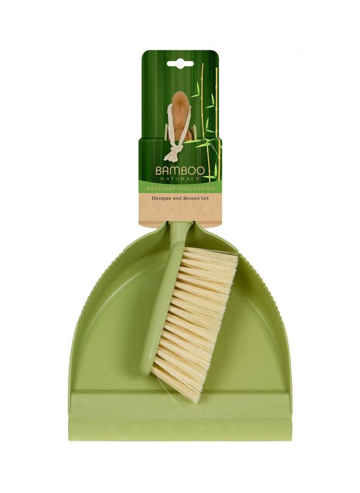 Evriholder Bamboo Naturals Greenery Dustpan and Broom Set double sided bath blossom bamboo body brush for back scrubber natural bristles shower brush with long handle dry brushing