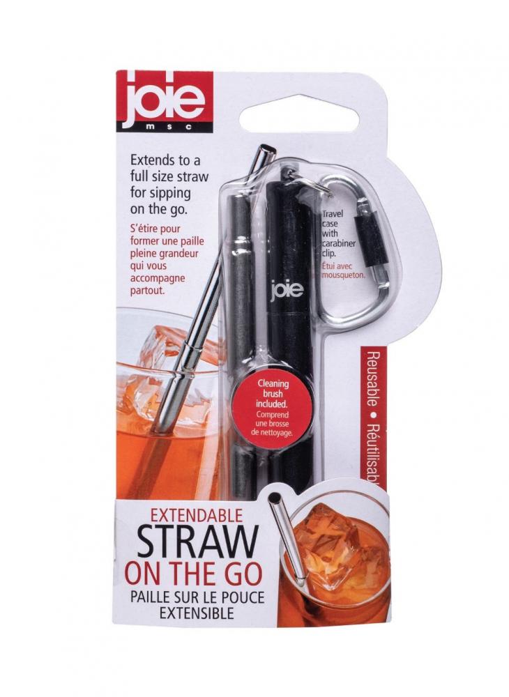 Joie Extendable Straw On the Go core collapsible stainless steel straw with carrying case