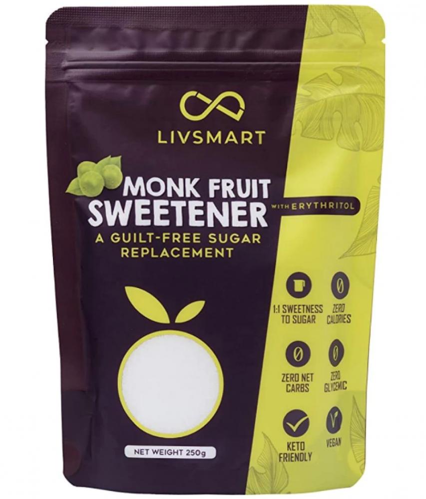 Liv Smart Monk Fruit Sweetener 250 g 2020 high quality organic pure monk fruit sweetener powder fruit of the monk extract zero calories sugar luo han guo mogrosides