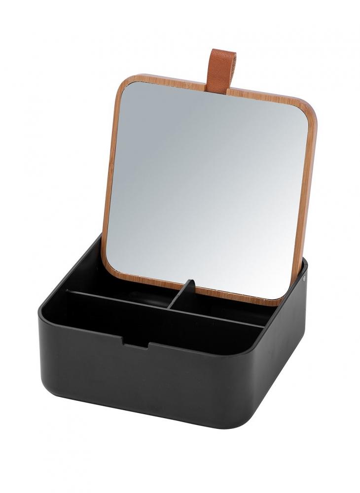 Wenko Organizer With Cosmetic Mirror Bovisa Black watch organizer box with 12 compartment black
