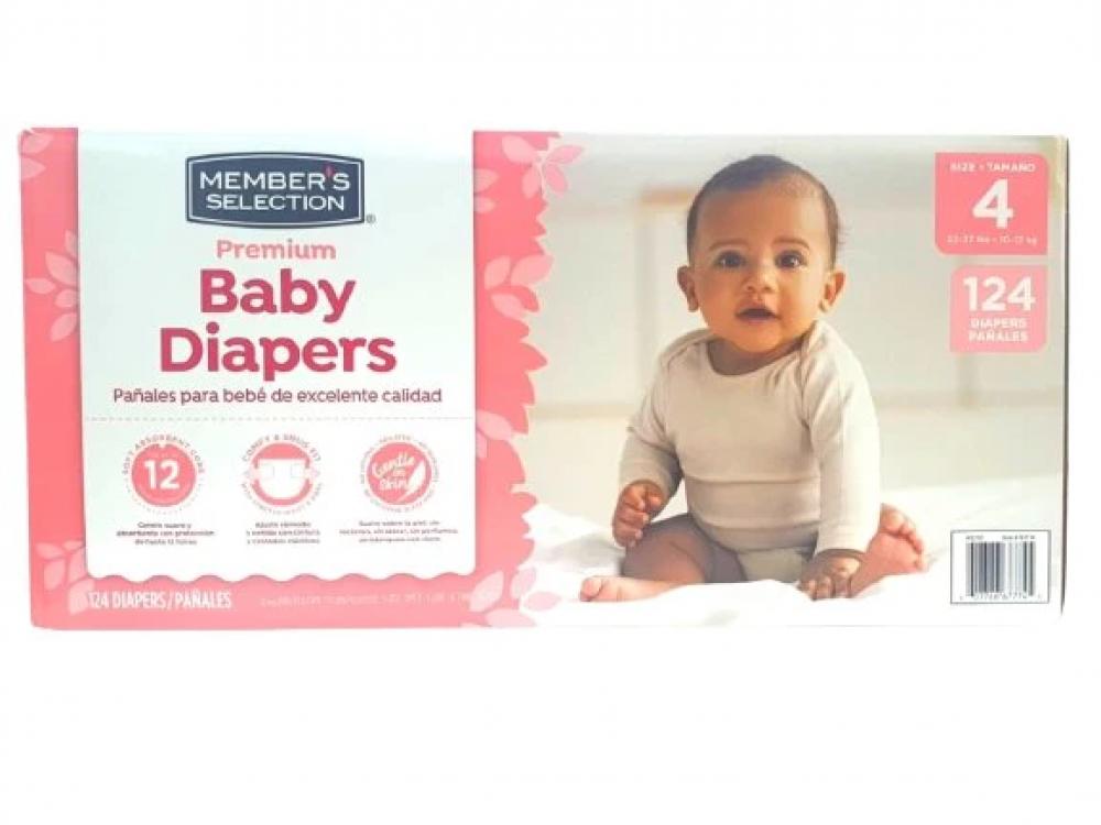 Members Selection Premium Ba Diapers Size 4 (124 Pcs) 20pcs pull pants adult diapers nursing pad elderly super fast absorbent 1500ml breathable diapers non woven fabric 3 layers