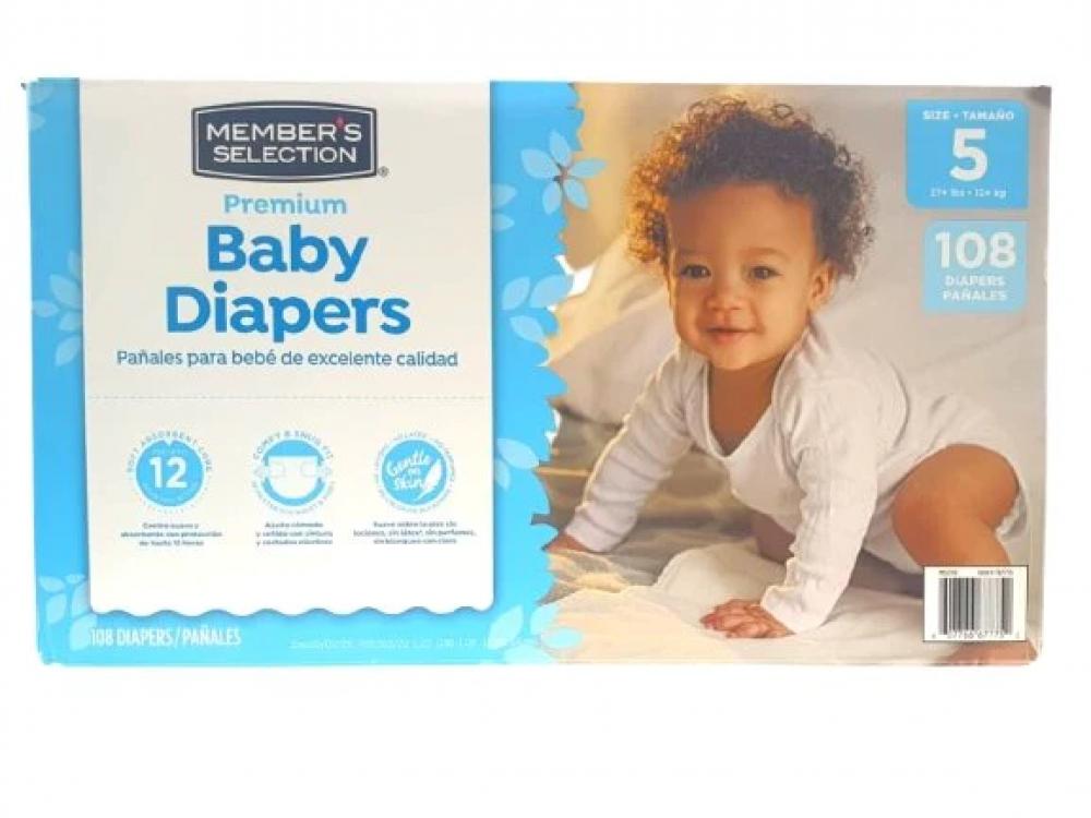 Members Selection Premium Ba Diapers Size 5 (108 Pcs) 20pcs pull pants adult diapers nursing pad elderly super fast absorbent 1500ml breathable diapers non woven fabric 3 layers