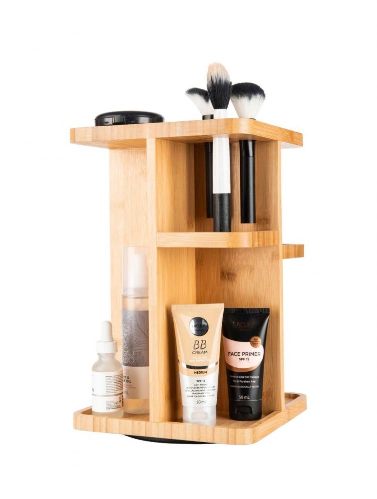 Little Storage Bamboo Turnable Cosmetic Organizer youcopia spice rack steps 24 bottle organizer