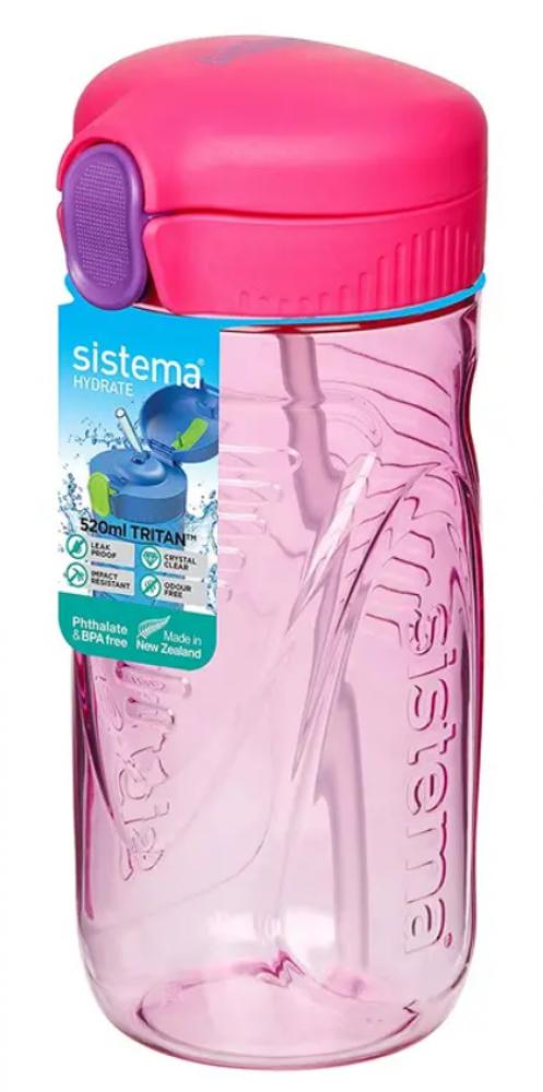 Sistema 520ML Tritan Quick Flip Bottle Pink sistema helix squeeze pink bottle 600 ml