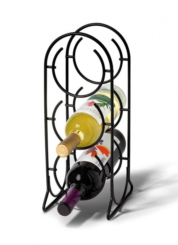 bar cart serving cart for home microwave drink mobile kitchen shelf with wine rack and glass holder Spectrum Horseshoe 3 Bottle Wine Rack Black