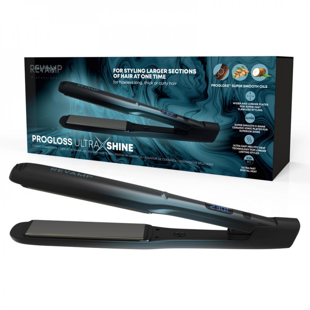 REVAMP Progloss Wide Ultra X Shine Straightener hair styling tool hair straightening twist curling iron 2 in 1 curl and straight new beauty tools fast heating straightener