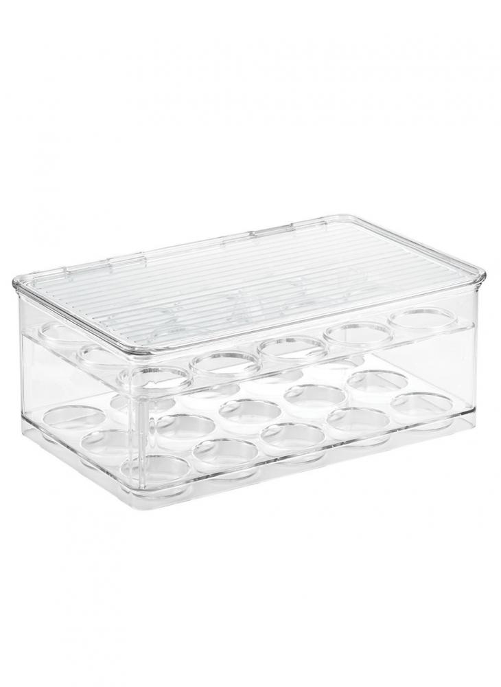 Interdesign Linus Coffee Pod Stackable 2 Tier Box with Lid Clear цена и фото