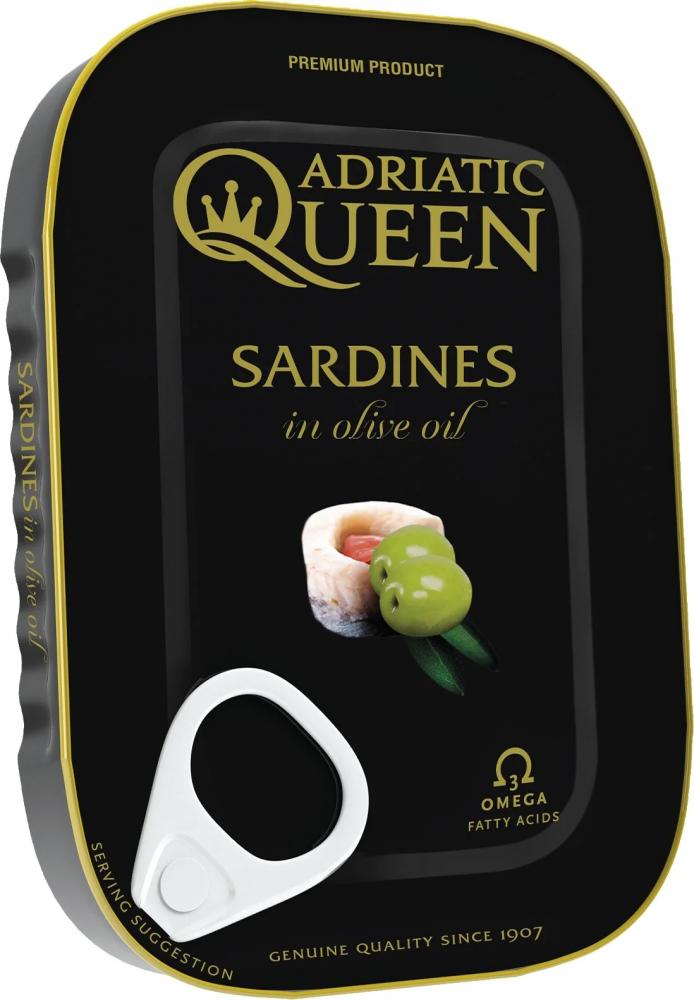 Adriatic Queen Sardines in olive oil, 105 g adriatic queen sardines in vegetable oil 105 g