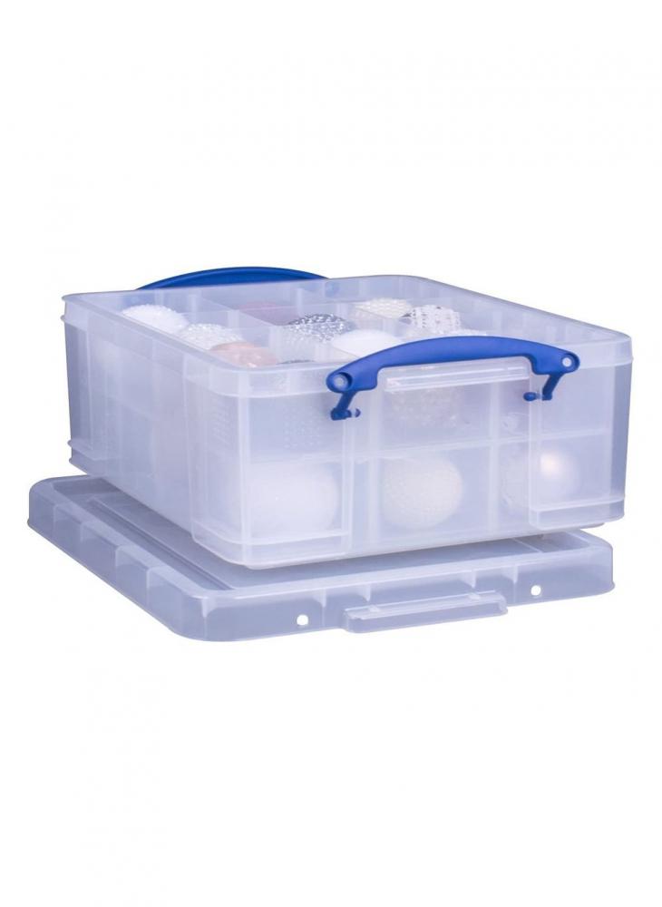 Really Useful 21 Liter Plastic Box 2 Trays Clear