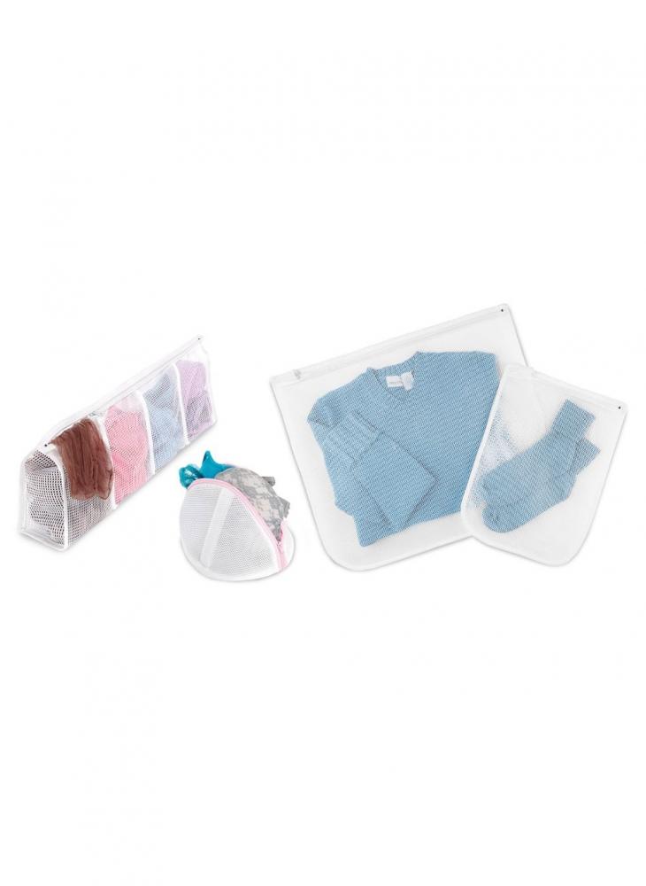 Whitmor Mesh Wash Bags Set of 4 White laundry bag drawstring bra underwear products 6pcsset laundry bags useful mesh net bra wash bag zipper laundry bag