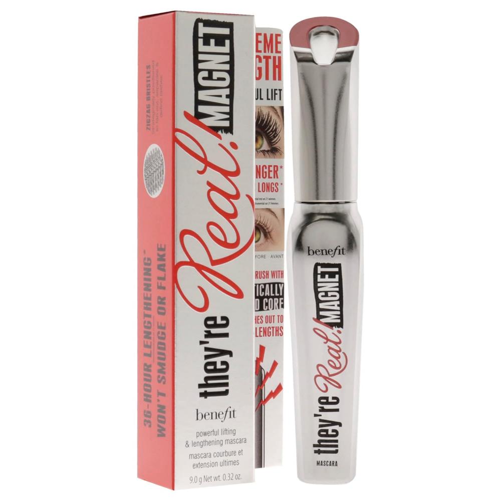 Benefit, Mascara, Theyre real magnet, Extreme lengthening, Black, 0.32 oz (9.0 g) double head mascara thick curling waterproof sweat proof and not easy to smudge bushy mascara eye makeup