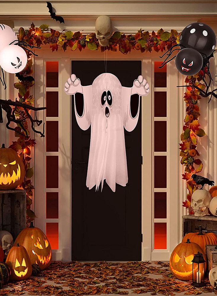 Halloween Party Balloon Kit, Includes Happy Halloween Banner, Bloody Table Cover, Orange Black White Balloons with Ghost and Spider Patterns and Cake 2021 halloween decoration cute ghost garlands ghost festival party diy trick or treat party boo happy halloween party for home