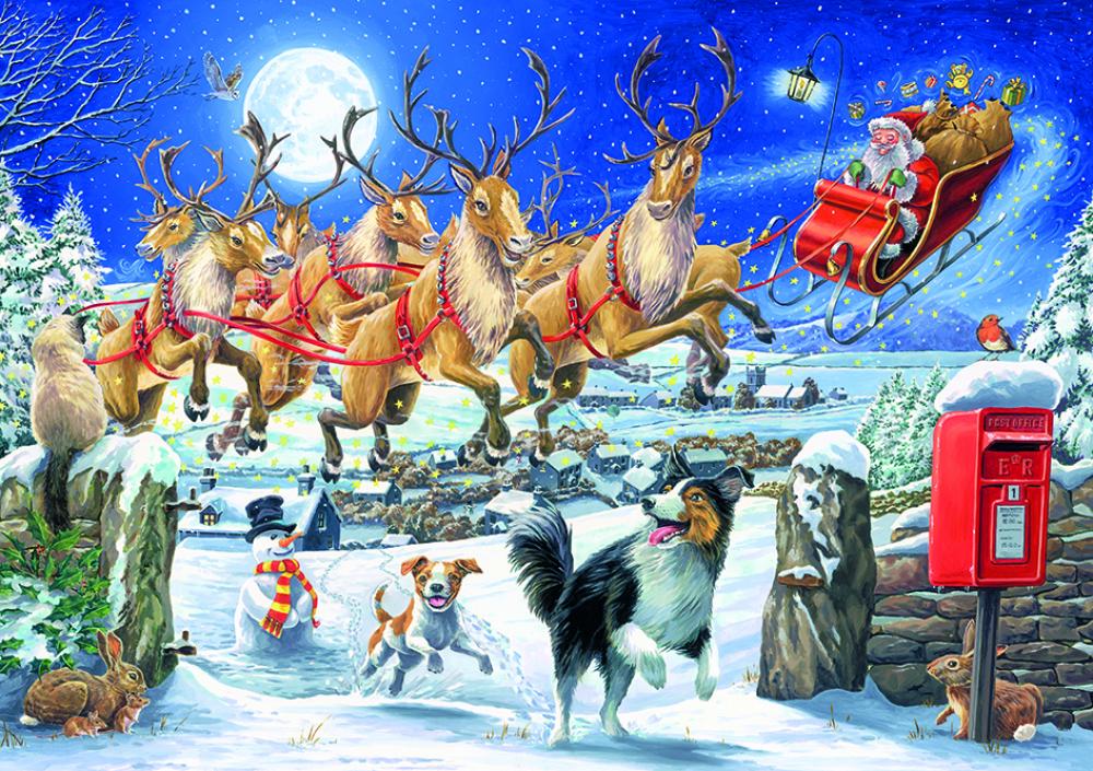 Santa on his Sleight puzzle clarke phillip holiday puzzle pad