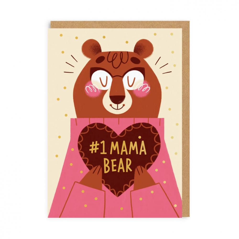 No 1 Mama Bear cartoon cute grid bear bunny envelop best wishes foldable message notepad birthday blessing card greeting small stationery gift