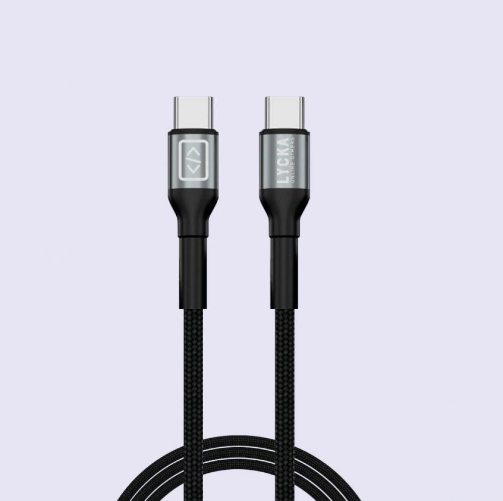 LYCKA P’cord: 65W Type C to C PD cable isafe 65w gan ultra fast charger type c c cable black