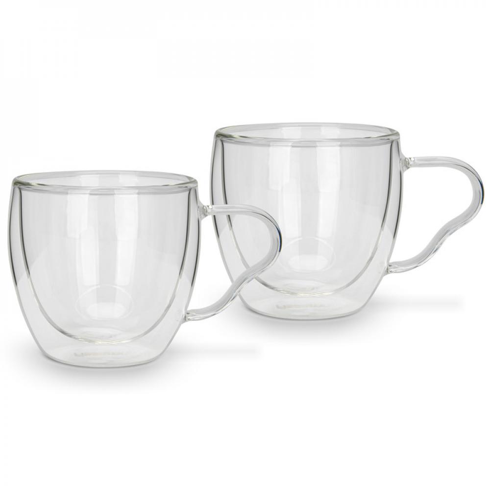 Fissman 2-Piece Double Wall Cups 90 ml Borosilicate Glass square drinking glass mugs heat resistant tea cups water glass beer glass transparent juice mug cocktail glass milk cup