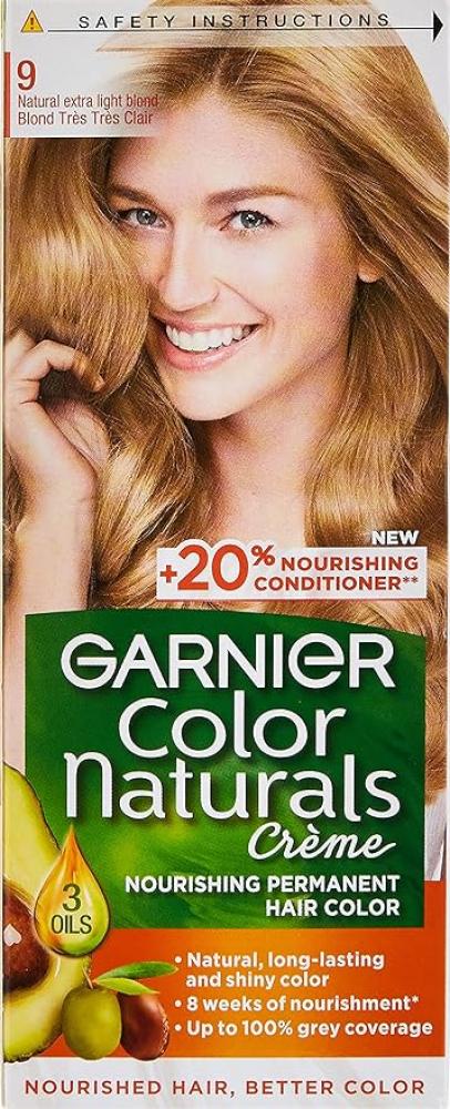 Garnier, Permanent hair color, 9 Natural extra light blond, 3.8 fl. oz (112 ml) organic shop natural repairing hair conditioner avocado and honey
