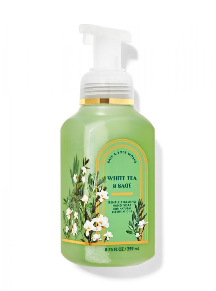 Bath and Body Works, Foaming hand soap, White tea sage, Gentle, 8.75 fl. oz (259 ml) with 10 mm round bead suet white jade hand on men and women with natural hetian jade hand chain bracelet wholesale