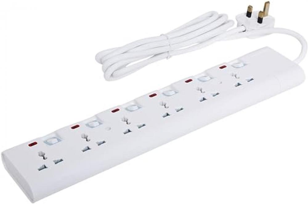 Geepas - 6 Socket Extension with individual switch control and indication (GES4093 ) geepas 3 way extension socket with 2 usb port 4 power switches 4 led indicators extra long 5m cord with over current protected ideal for all
