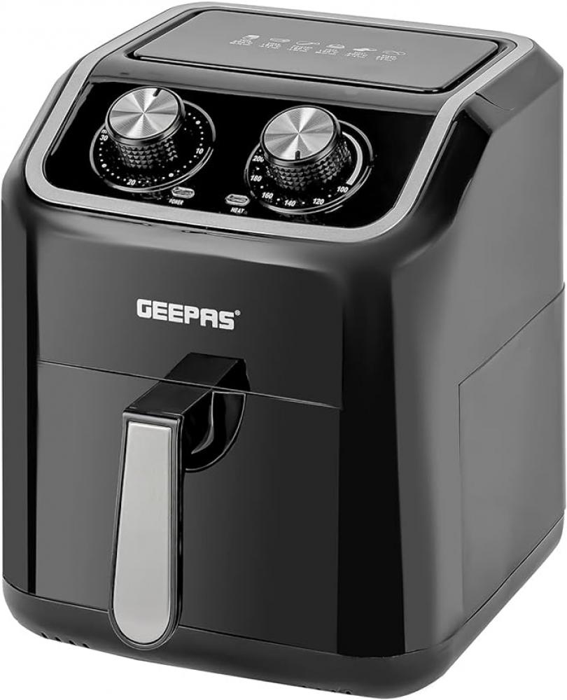 Geepas Air Fryer- 1600W, 5L Capacity, VORTEX Air Frying Technology, Oil Free Cooking Adjustable Timer And Temperature, 1-30 Minutes Timer (GAF37528 ) geepas digital air fryer 1400w 3 5 l total capacity 2 6 l non stick basket led touch screen display gaf37512