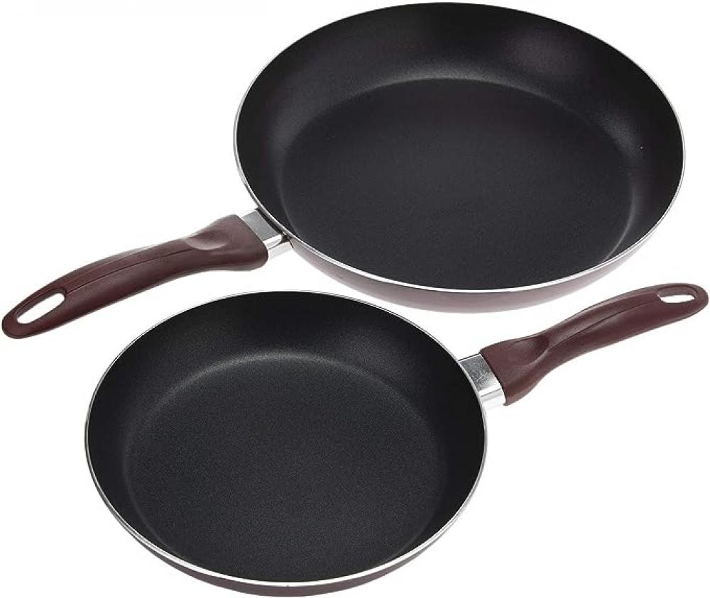 Royalford - 2pcs Non Stick Frying Pan Set 28 \& 22 cm, With Ergonomic handle. Non-Stick Cookware, Dishwasher Safe 2.5mm Thick Induction Base Ideal F zolele za004 electric air fryer 4 5l capacity non stick coating fried basket knob control temperature pull pan automatic power off