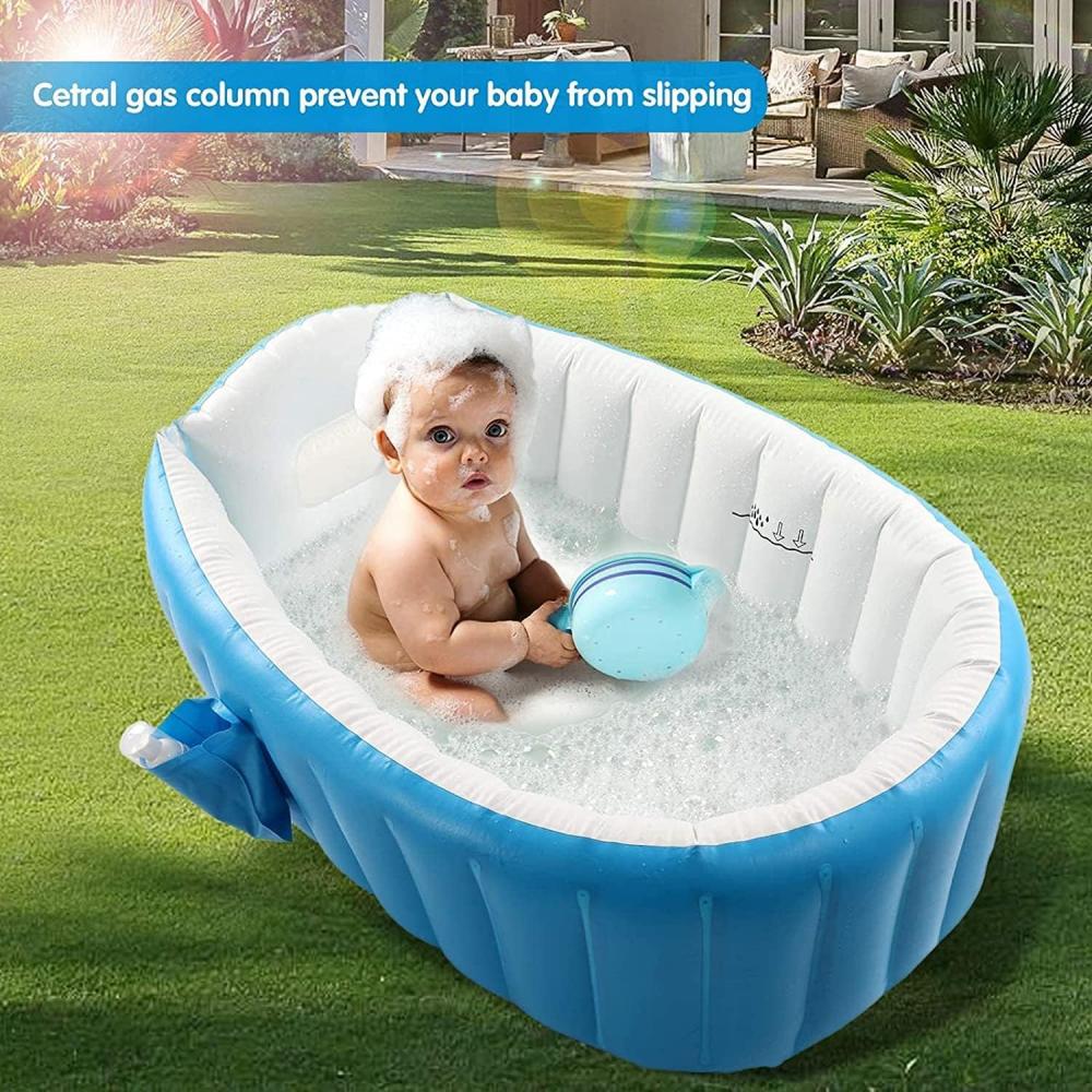 Baby Inflatable Bathtub, UK+ Portable Infant Toddler Bathing Tub Non Slip Travel Bathtub Mini Air Swimming Pool Kids Thick Foldable Shower Basin for honda cb500x 2019 2021 motorcycle cnc thickened aluminum anti skid footrest bash frame chassis protector engine guard cover