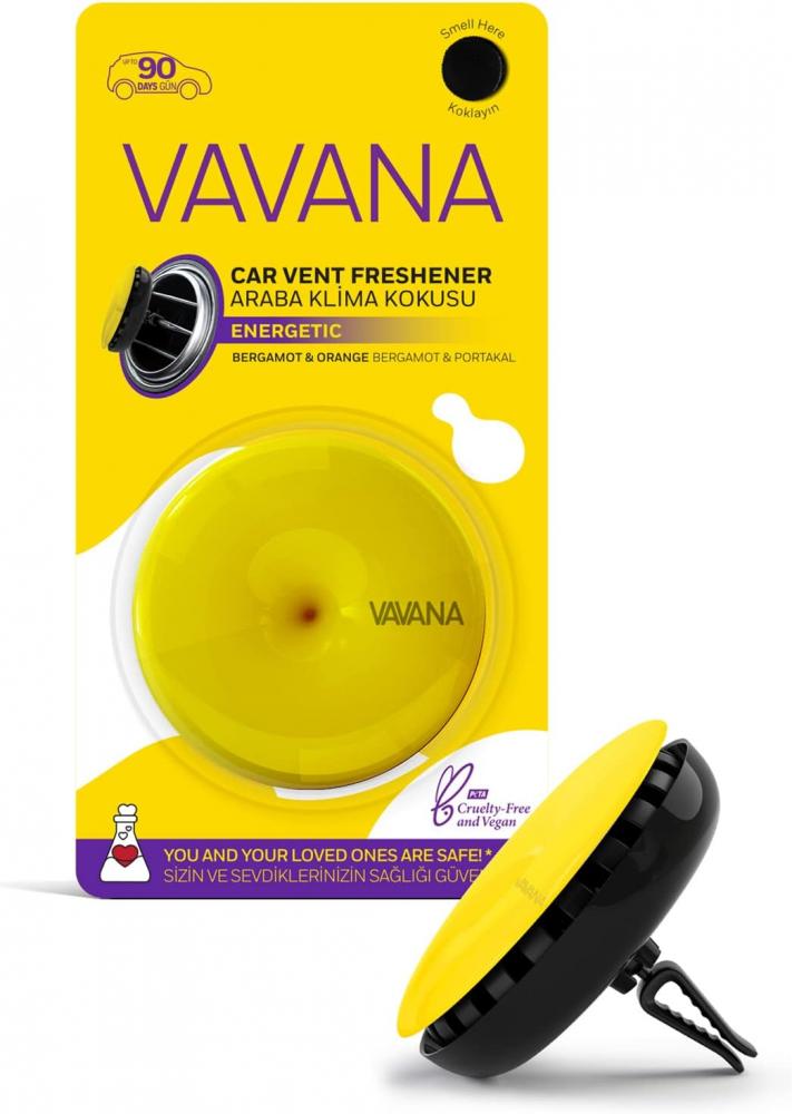 Vavana, Car air freshener with easy-to-use vent diffuser, Essential oils, Energetic - bergamot orange цена и фото