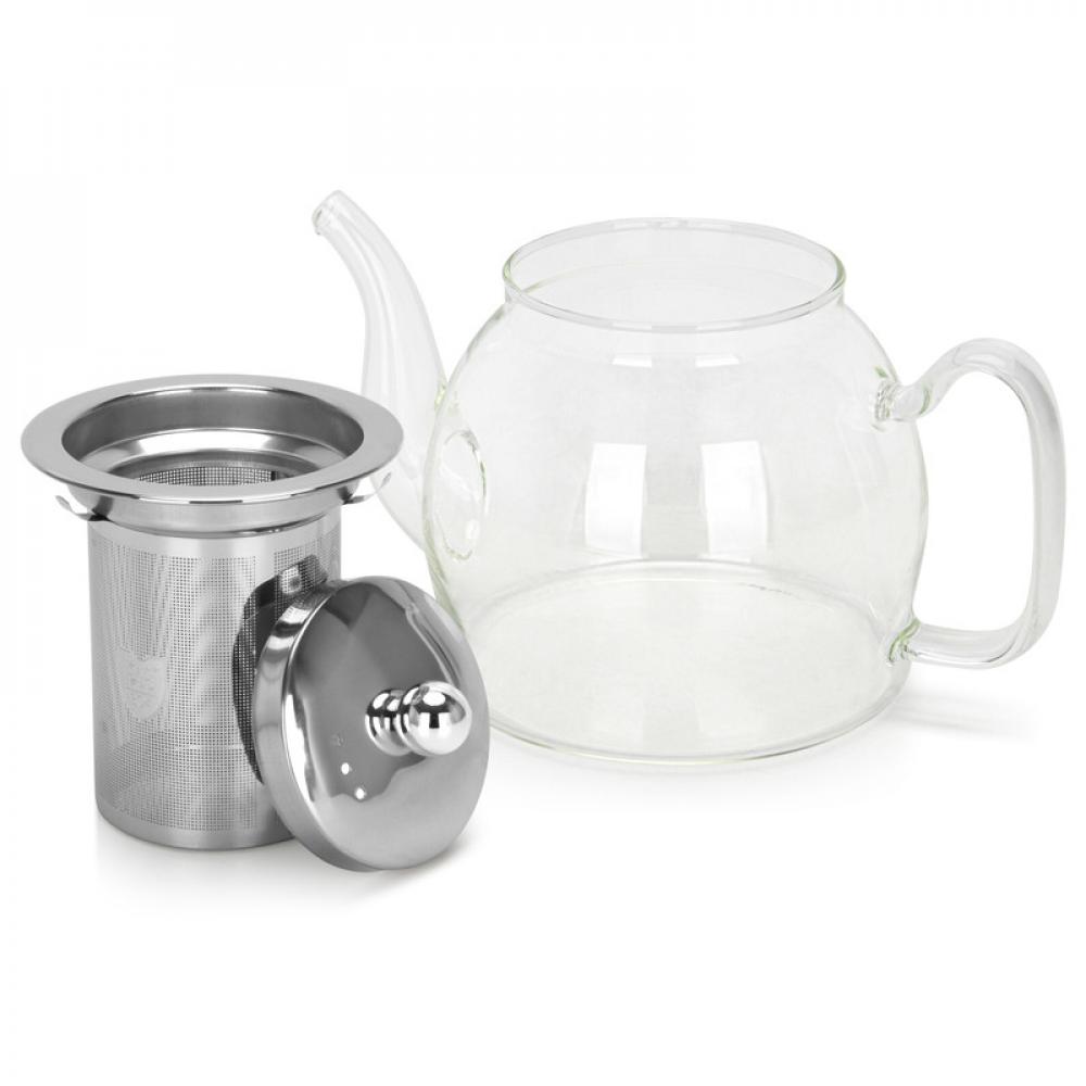 Fissman Tea Pot With Stainless Steel Filter Borosilicate Glass 1000 ml fissman gunfu tea pot clear chrome 900ml