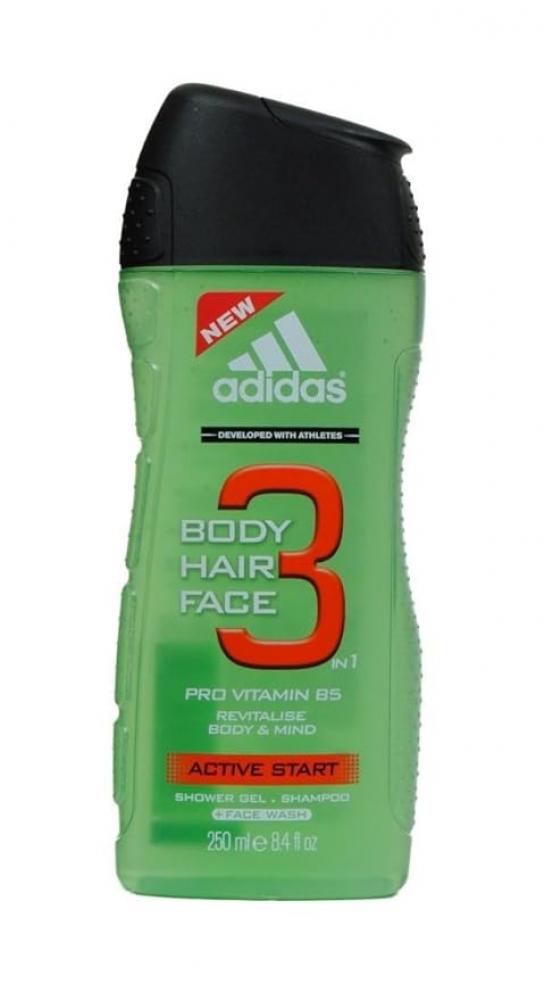 Adidas, Shower gel, Active start 3 in 1, Revitalising , 8.4 fl. oz (250 ml) шампунь гель для душа bro cosmetics сleansing and toning spicy notes 250 мл