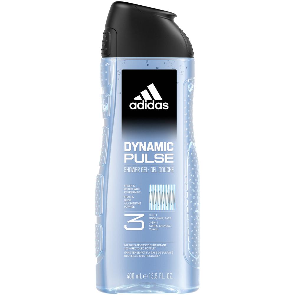 цена Adidas, Shower gel, Dynamic pulse 3 in 1, 13.5 fl. oz (400 ml)