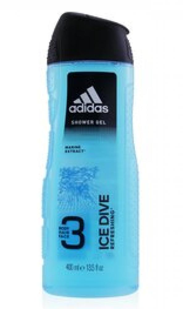 Adidas, Shower gel, Ice dive 3 in 1, Marine extract, 13.5 fl. oz (400 ml) face protection cap anti fog empty top cap clear transparent full face splash proof oil proof face protective hat kitchen tools