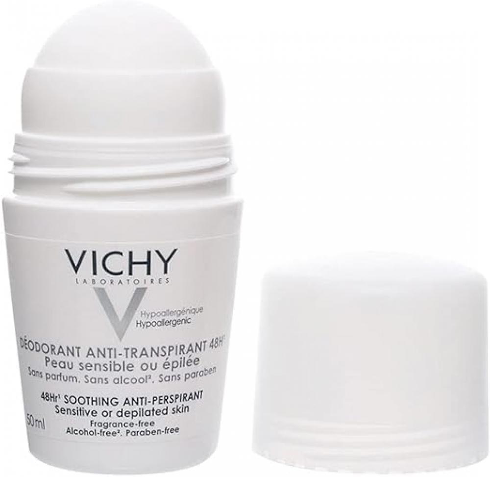 цена Vichy, Deodorant antiperspirant, Roll on, For sensitive skin, 48 hour, 1.7 fl. oz (50 ml)
