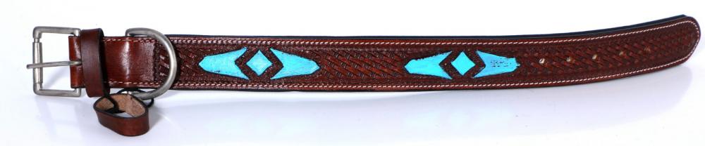 Handcrafted Leather Dog Collar Dark Brown - L denim dog collar blue l