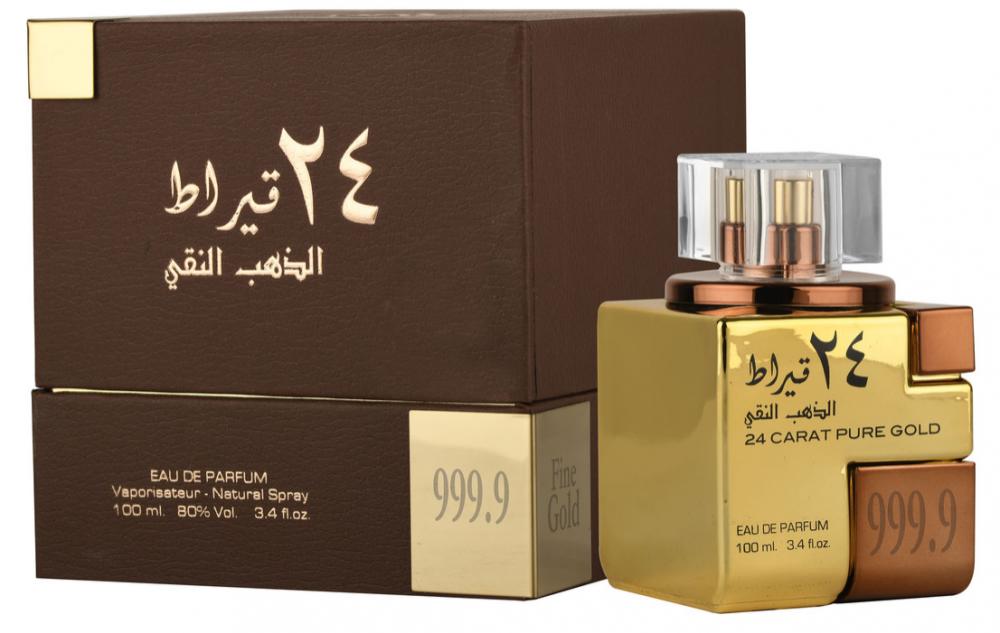 Lattafa \/ Eau de parfum, 24 carat, Pure gold, Unisex, 100 ml 100 ml rose musk istanbul attar oriental arabian exotic perfume oil arabian fragrance no alcohol
