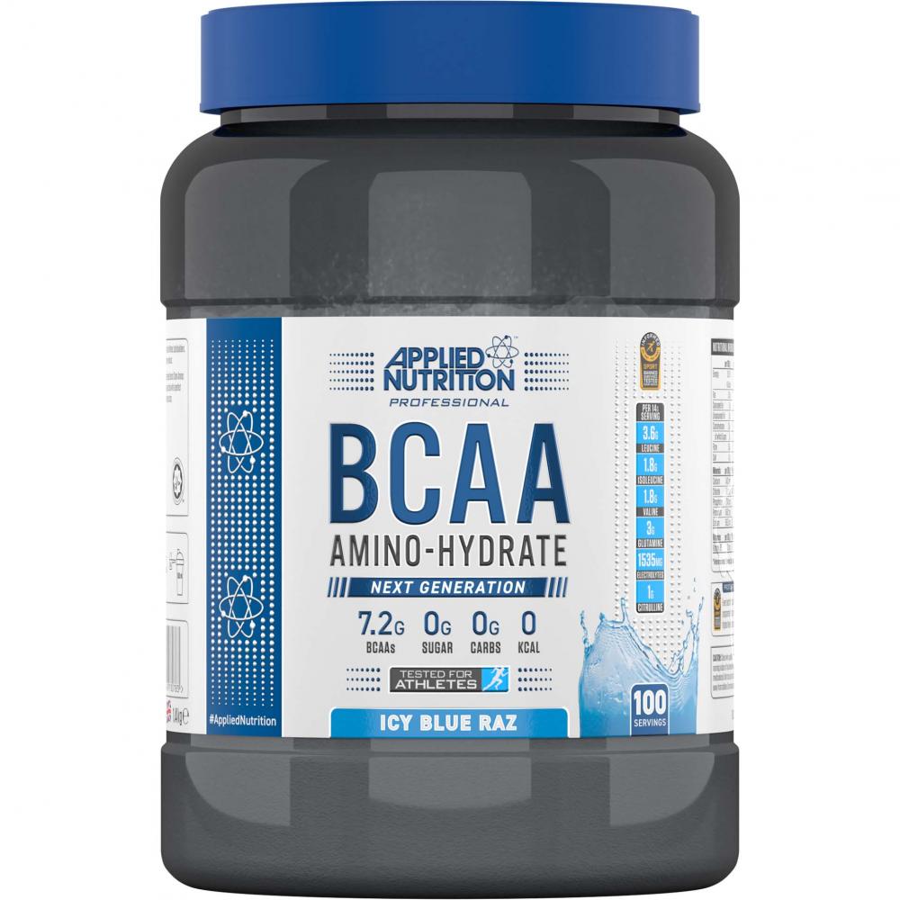 Applied Nutrition BCAA Amino Hydrate, Icy Blue Raz, 100 Serving applied nutrition pre workout abe icy blue raz 11 1 oz 315 g