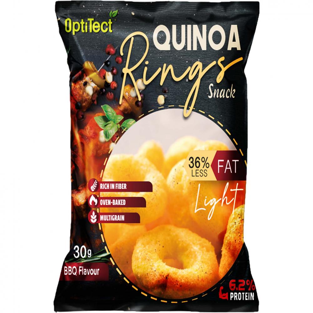 Optitect Quinoa Rings Snack, Barbecue, 30 g optitect quinoa rings snack tomato 30 g