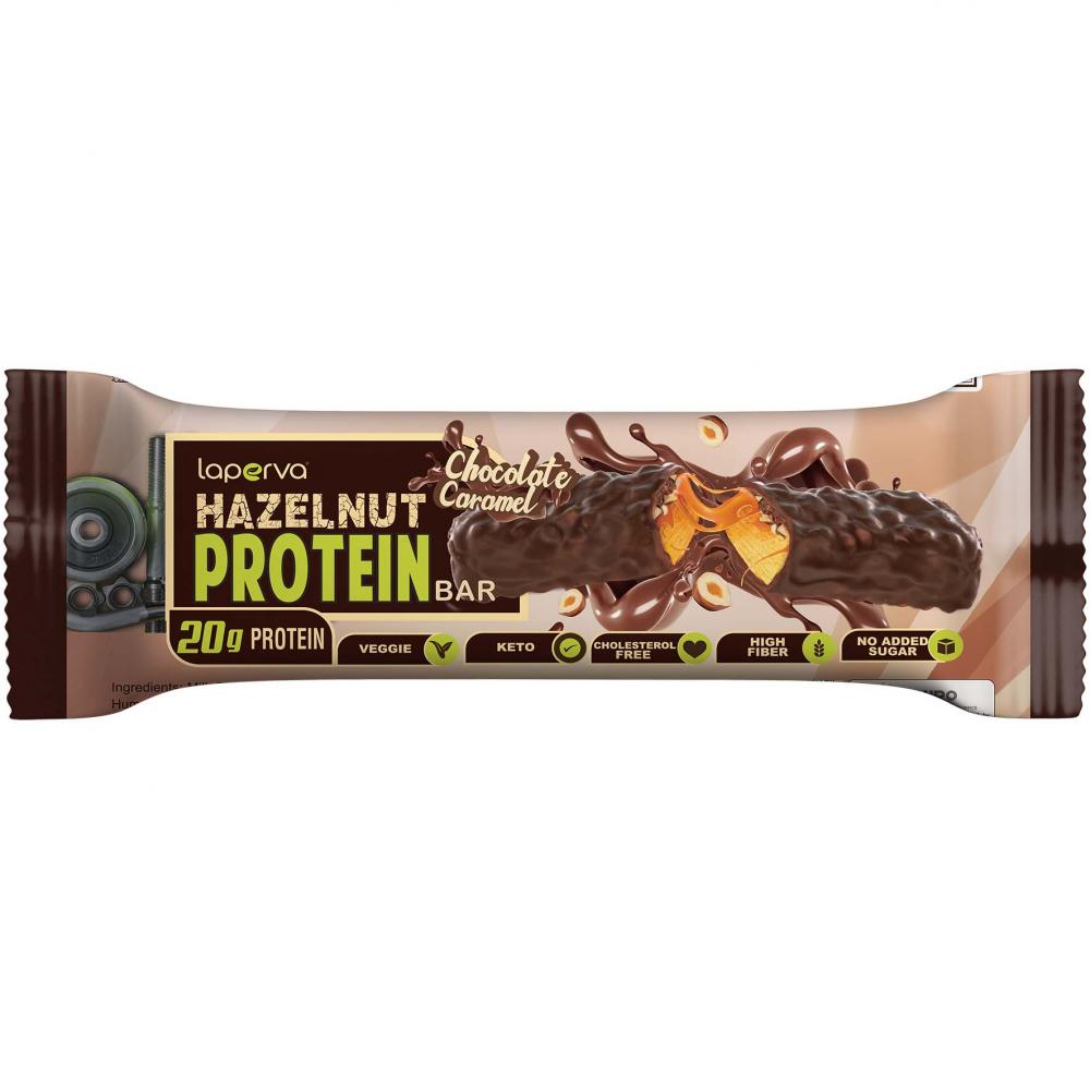 Laperva Hazelnut Protein Bar, Chocolate Caramel, 1 Bar bombbar glazed protein bar 40g hazelnut praline