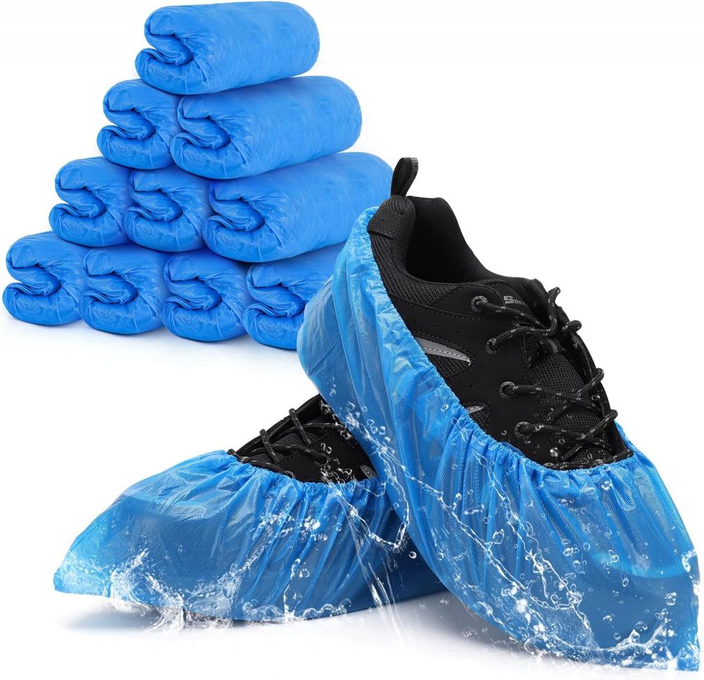 цена PE Shoe Covers Disposable Non Slip for Indoors 100 Pack(50 pairs) Blue