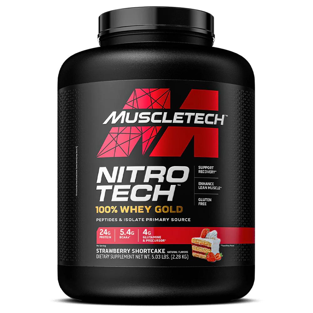muscletech nitro tech 100% whey gold вкус песочного печенья с клубникой 2 28 кг 5 03 фунта Muscletech Nitro Tech Whey Gold, Strawberry, 5 LB